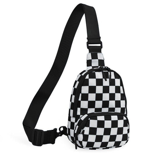 Black Small Checkered Sling Fanny Pack