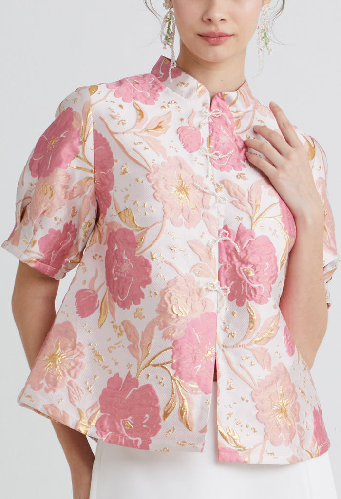 Bloom Peony Jacquard Top