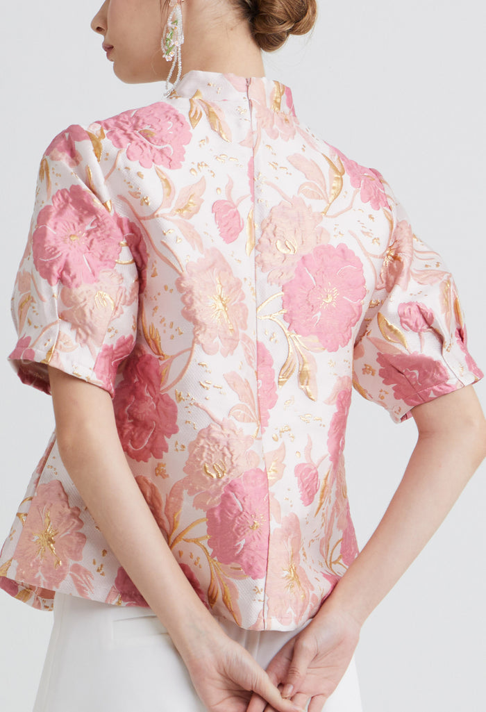 Bloom Peony Jacquard Top