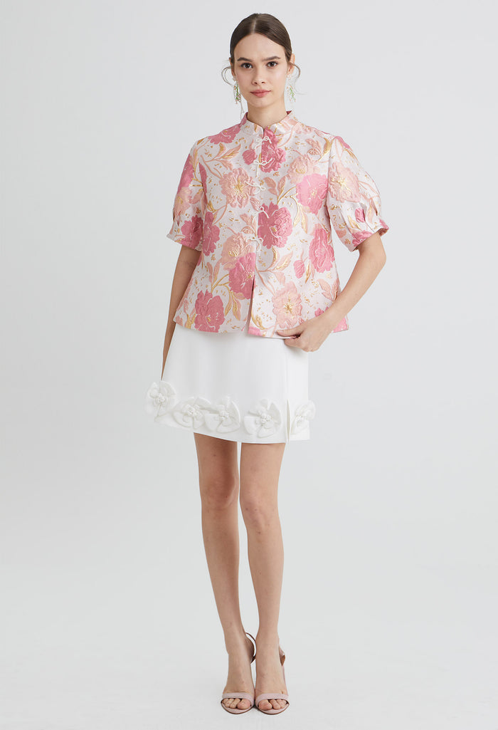 Bloom Peony Jacquard Top