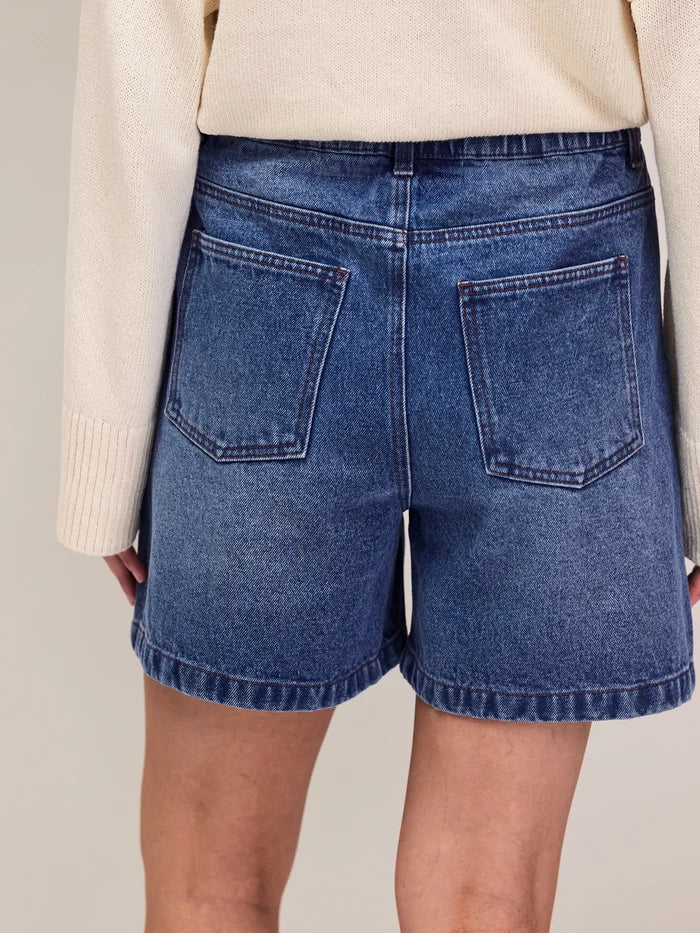 Blue Denim Drawstring Shorts