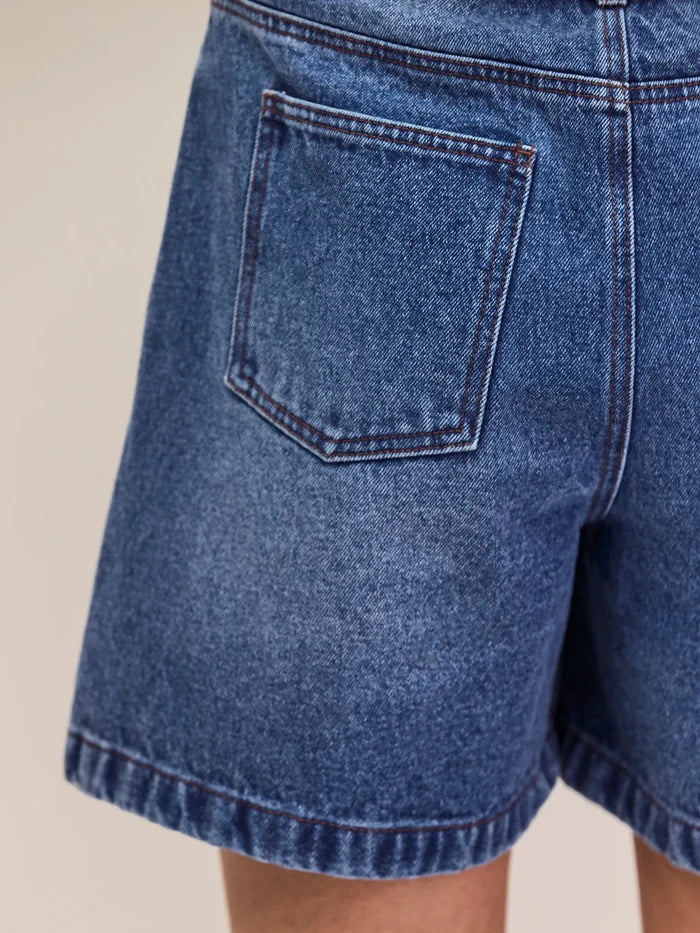 Blue Denim Drawstring Shorts
