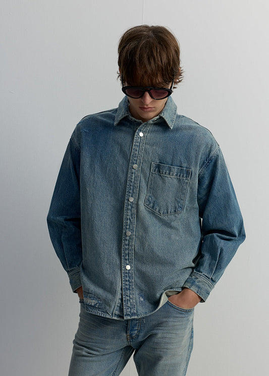 BLUE WASHED DENIM SHIRT
