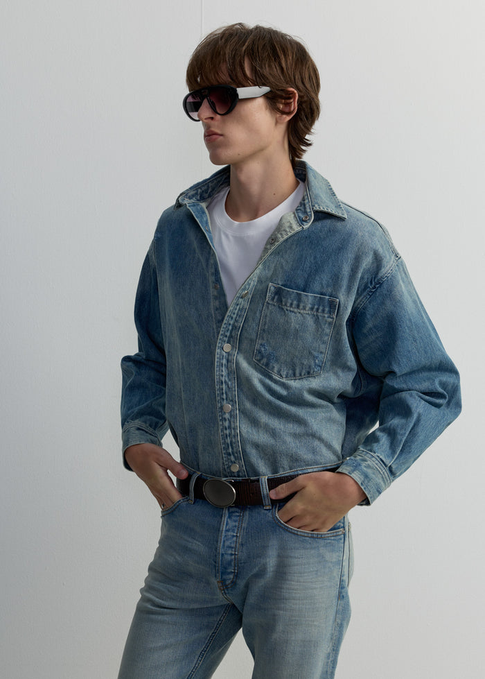BLUE WASHED DENIM SHIRT