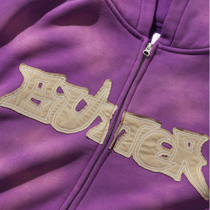 Butter Goods Encounter Zip Thru Hoodie Washed Purple