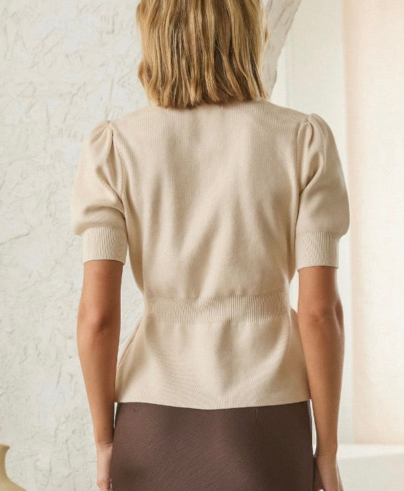 Camille Ribbed Short Sleeve Cardigan