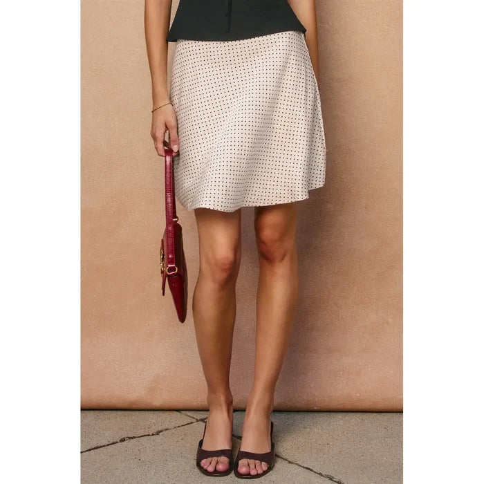 Capri Dot Darling Bias Cut Flared Mini Skirt