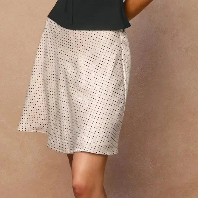 Capri Dot Darling Bias Cut Flared Mini Skirt