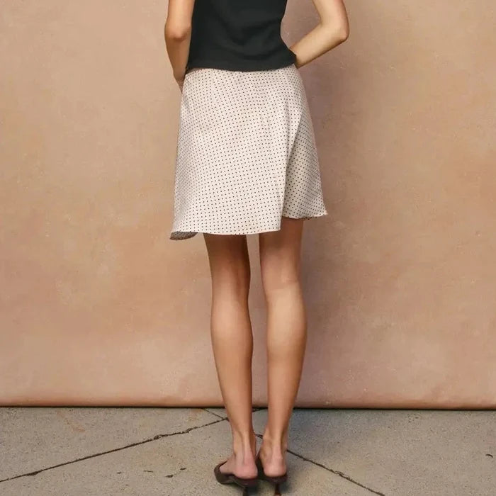 Capri Dot Darling Bias Cut Flared Mini Skirt