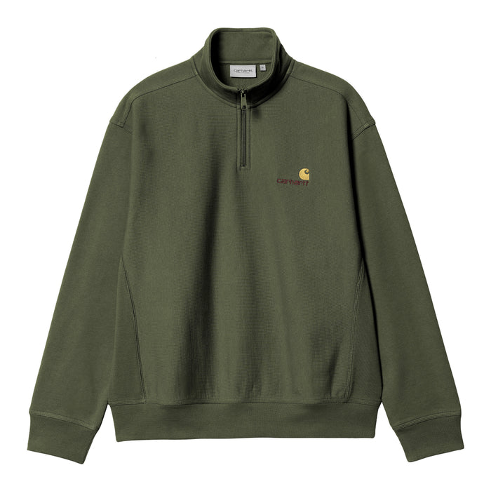 Carhartt  WIP American Script Half Zip Crewneck Tarragon