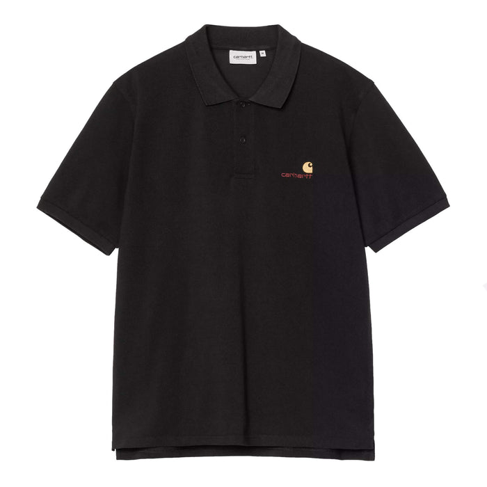 Carhartt WIP American Script Polo T-Shirt Black/White