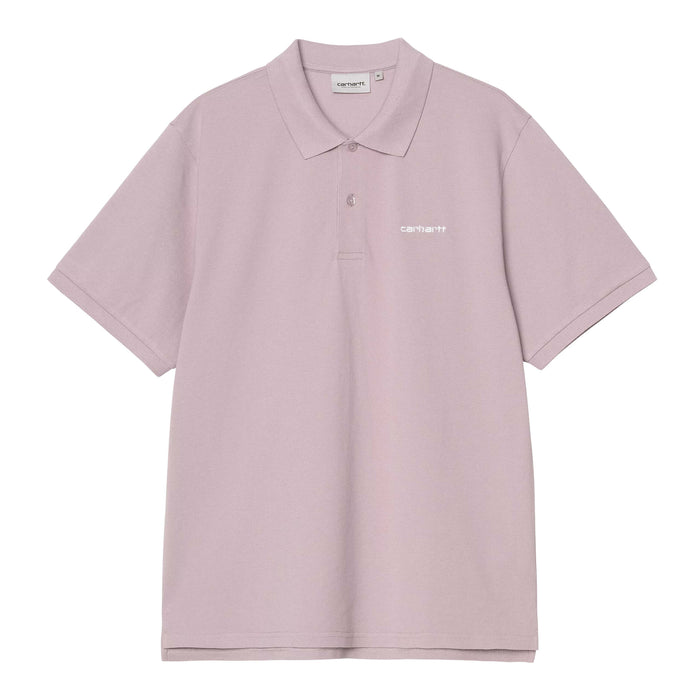 Carhartt WIP Carhartt Script Polo T-Shirt Pink Fog/White