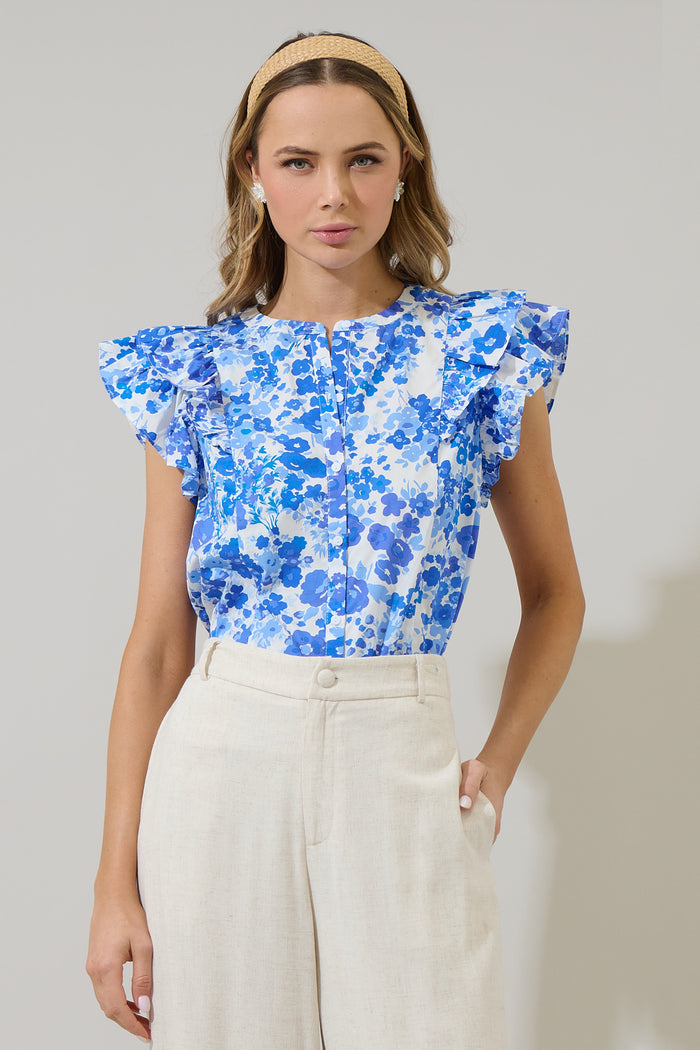 Carli Floral Sammi Button Down Ruffle Top