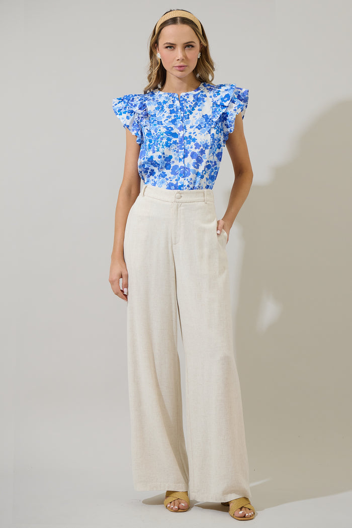 Carli Floral Sammi Button Down Ruffle Top