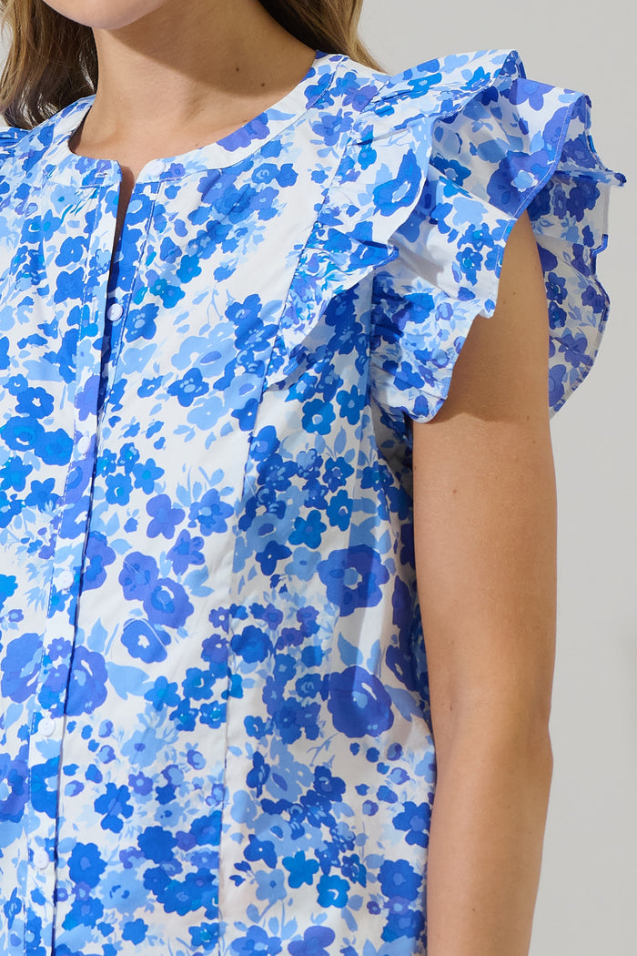Carli Floral Sammi Button Down Ruffle Top
