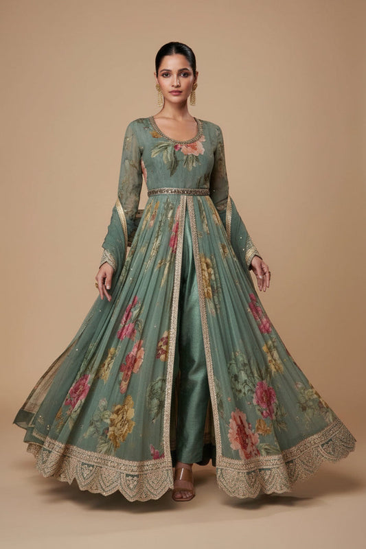 Chiffon Long Kurti set | Long gown