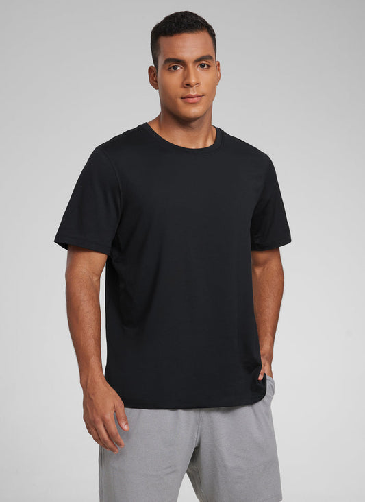 CRZ YOGA Men's Midweight Soft Breathable Casual Athletic Short Sleeve Black