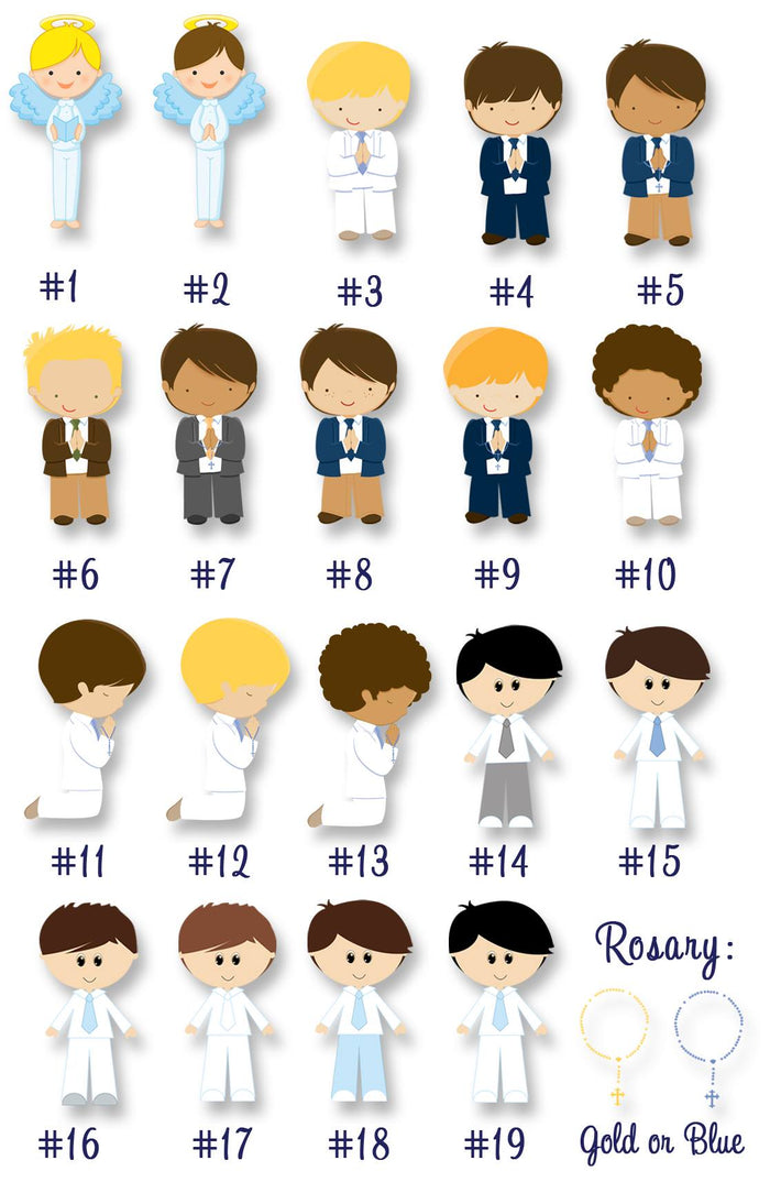 Communion Boy Blue Plaid Wide Border Personalized Sticker Birthday Stickers - INKtropolis