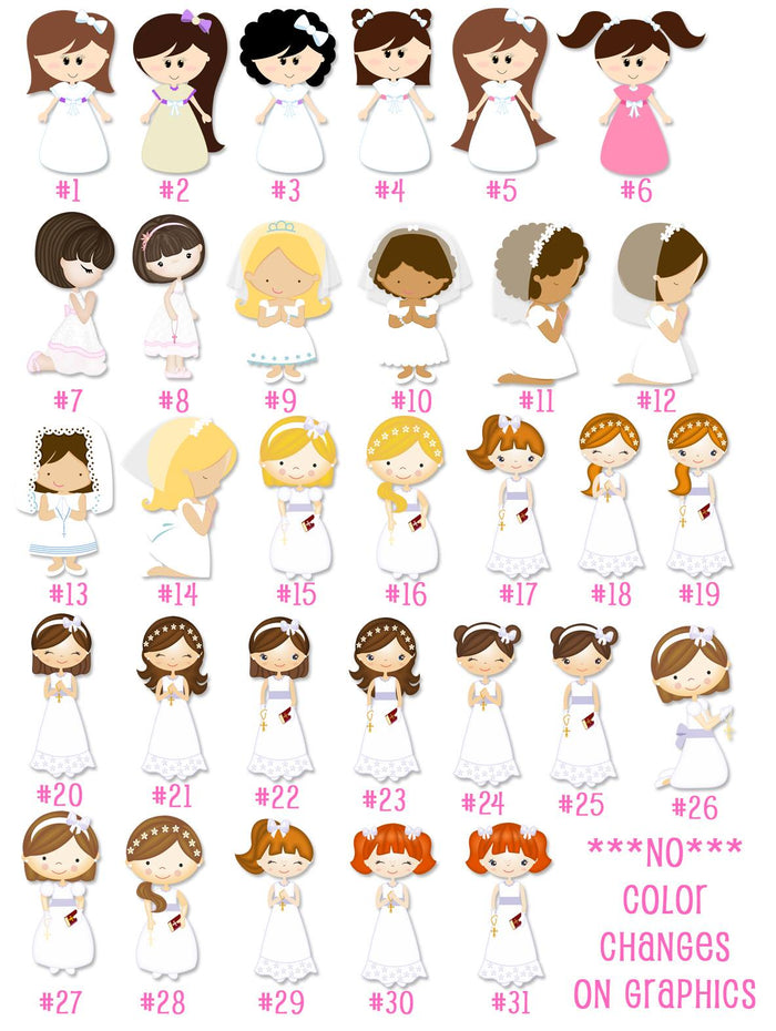 Communion Girl Personalized Sticker Birthday Stickers - INKtropolis