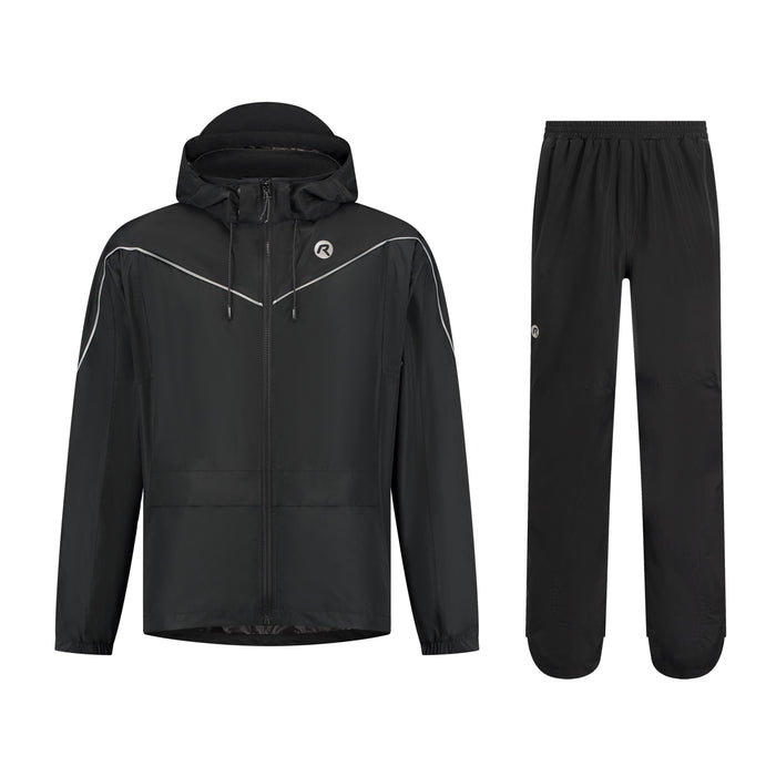 Rogelli Essential Commuter regenpak unisex zwart voorkant.