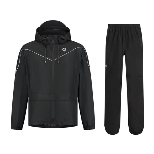 Rogelli Essential Commuter regenpak unisex zwart voorkant.