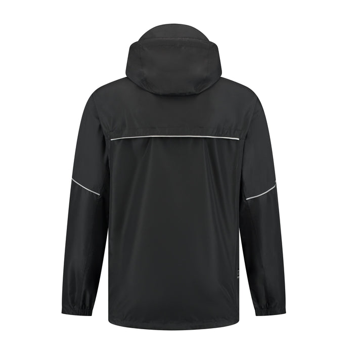 Rogelli Essential Commuter regenjas zwart achterkant.