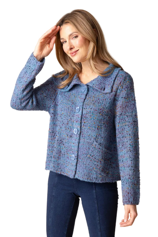 Habitat Confetti Funnel Cowl Cardigan - HARBOR - image 1