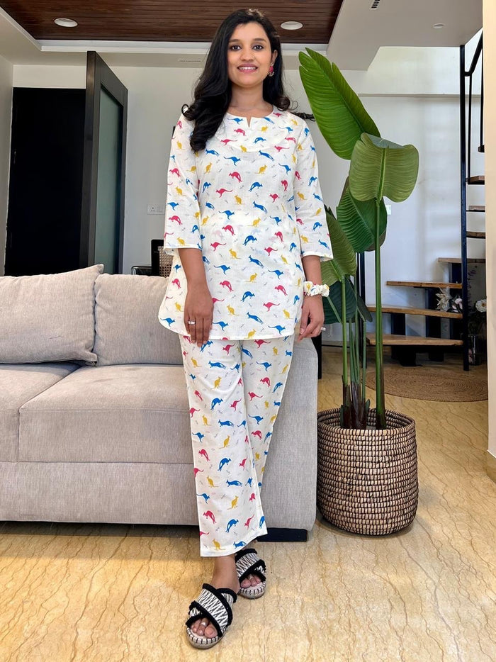 Cotton Lounge Set- Multi Kangaroos