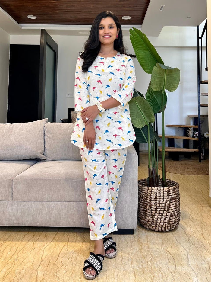Cotton Lounge Set- Multi Kangaroos