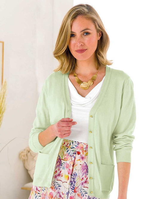 Cotton/Cashmere Cardigan - Peppermint - The Classic Boutique