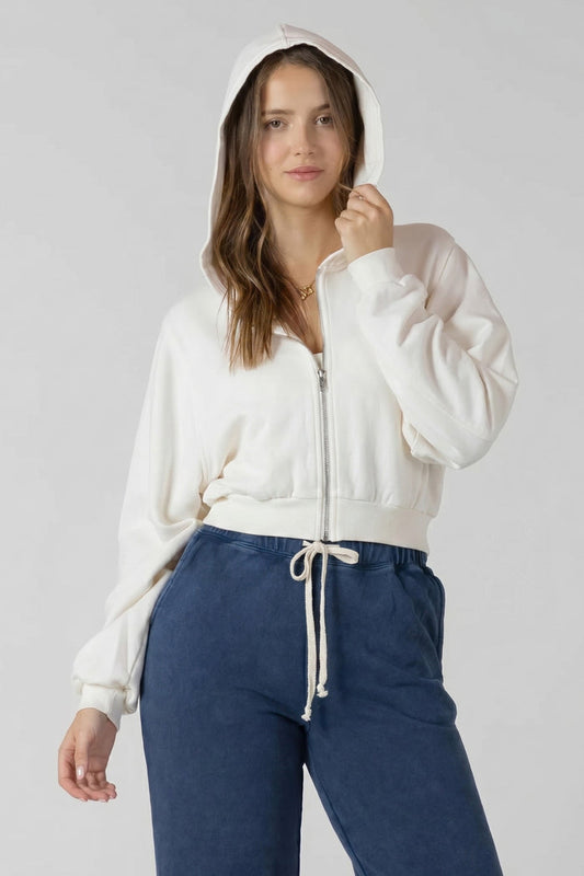 Cropped Zip-Front Hoodie