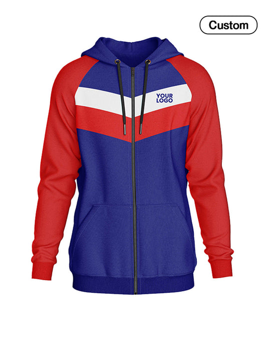 Custom Full-Zip Hoodie - Raglan Chevron Vector - Personalized Top - UNISWIFT USA