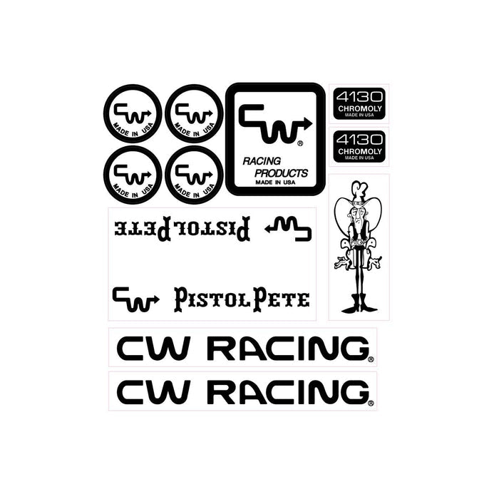 CW - Pistol Pete Mustache 84/85 Black over clear Decal set