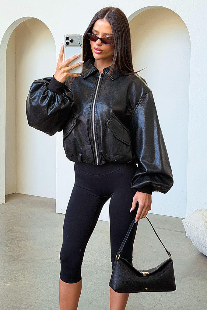 Damon Faux Leather Jacket - Black
