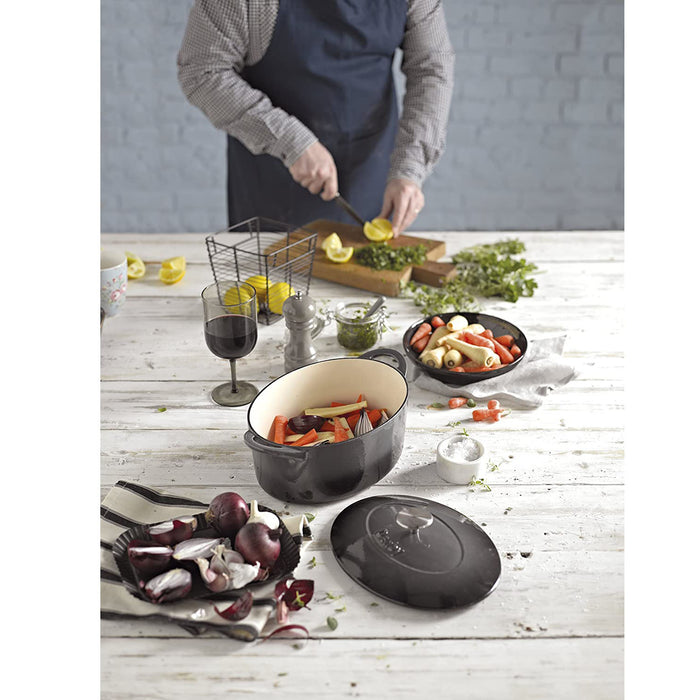 Denby Halo Cast Iron 4.2L Medium, Oval Casserole, Gray