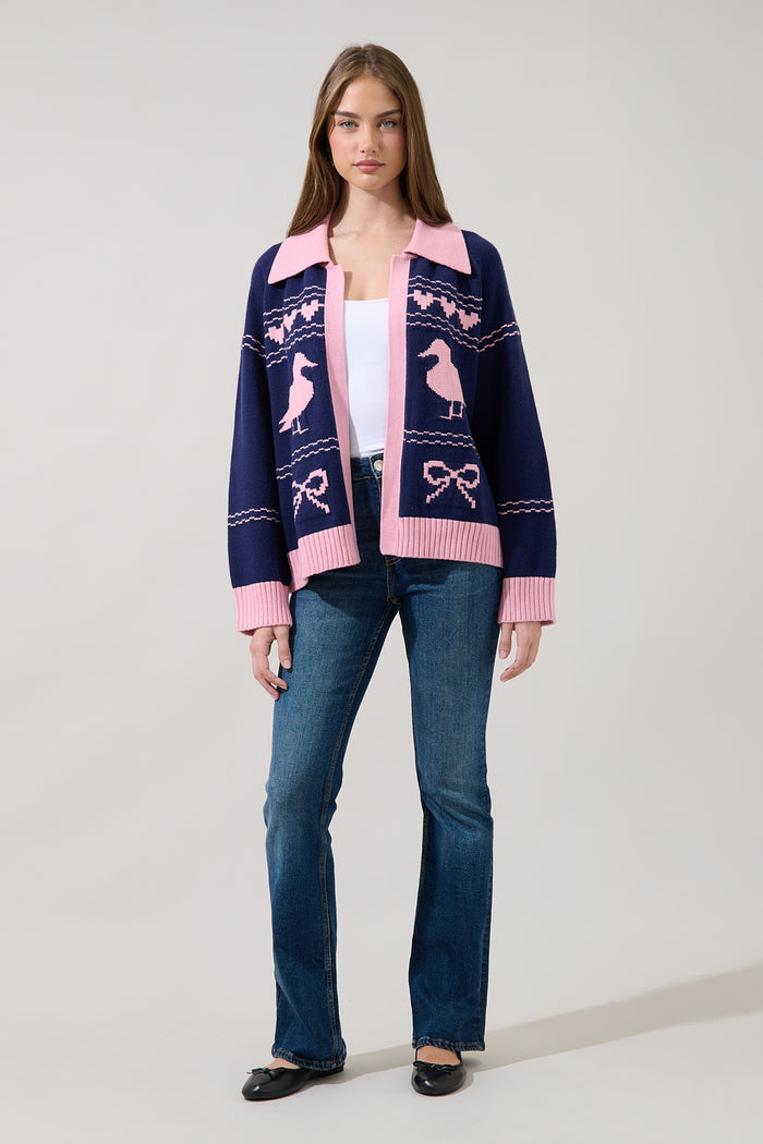 Duck Pond Contrast Long Sleeve Sweater