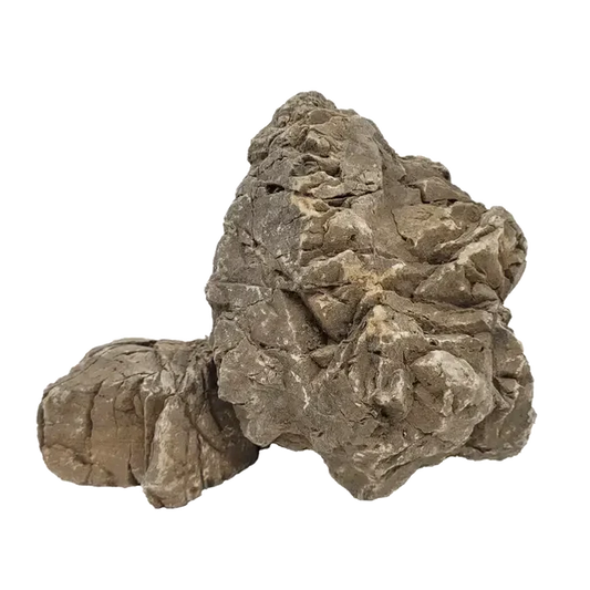 Elderly stone rugged gray rock with rough textured surface and visible cracks for decorative use