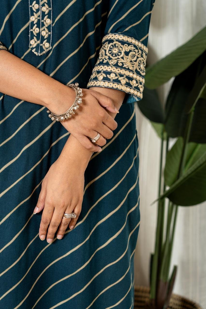 Elegant Leheriya Kurti- Blue