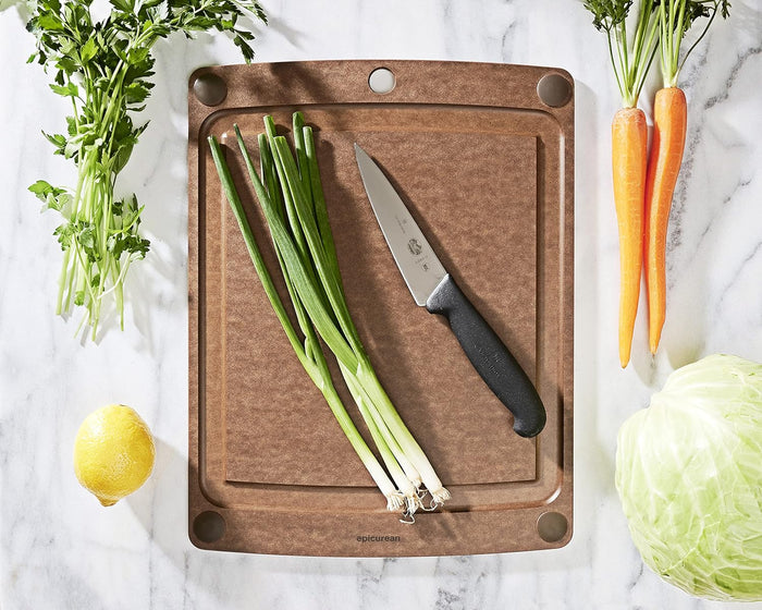 Epicurean All-In- One Cutting Board with Non-Slip Feet and Juice Groove, 14.5-Inch x 11.25-Inch, Nutmeg/Brown