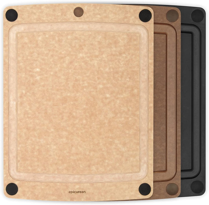 Epicurean All-In- One Cutting Board with Non-Slip Feet and Juice Groove, 14.5-Inch x 11.25-Inch, Nutmeg/Brown