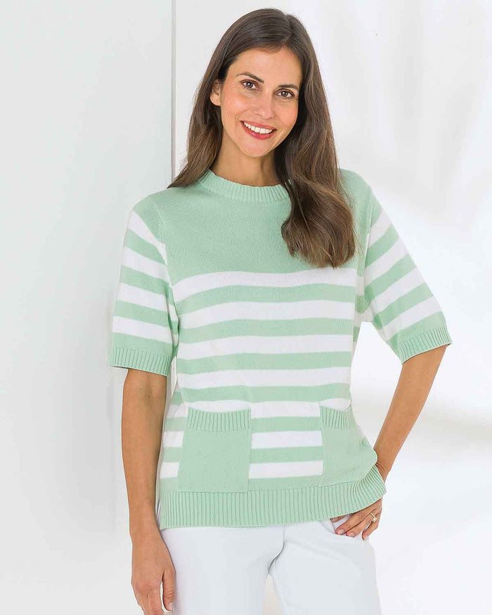 Estelle Striped Pure Cotton Top - Image 2 - The Classic Boutique