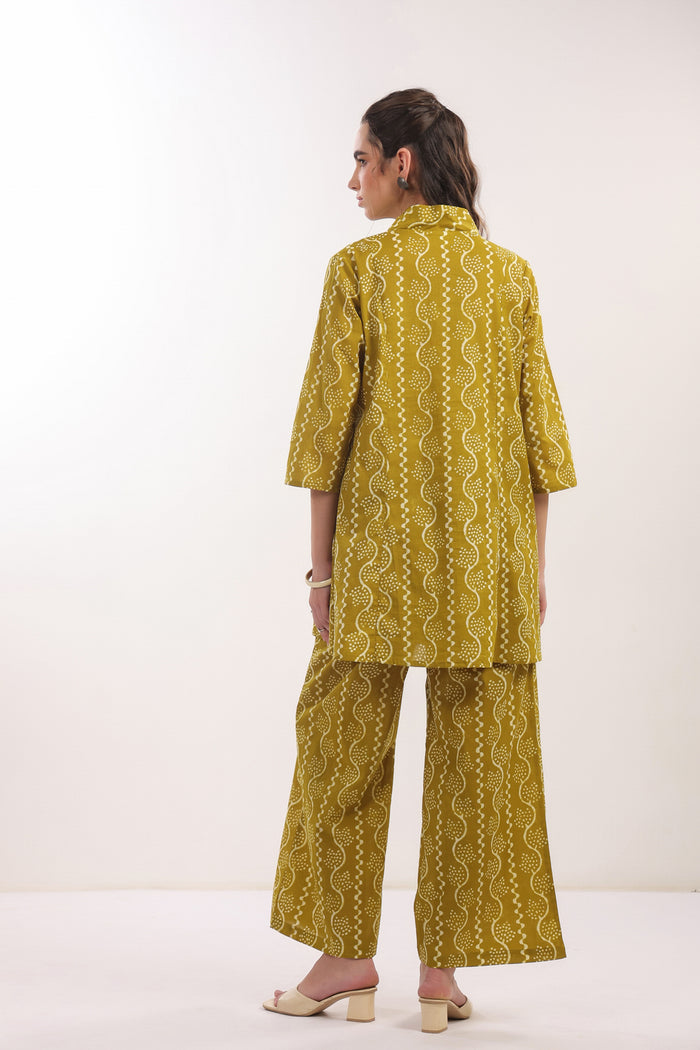 Ethnic Mustard Yellow Printed Cotton Co-ord Set