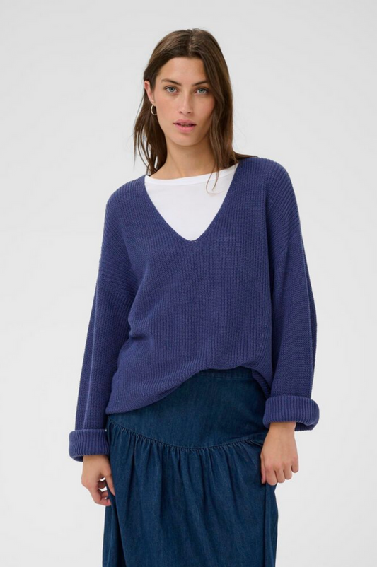 Etronas - V-Neck Sweater Blue Indigo