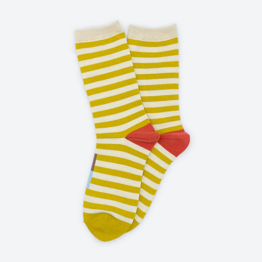 Eureka Regular Stripe Crew Socks — California Gold | Hooray Sock Co.