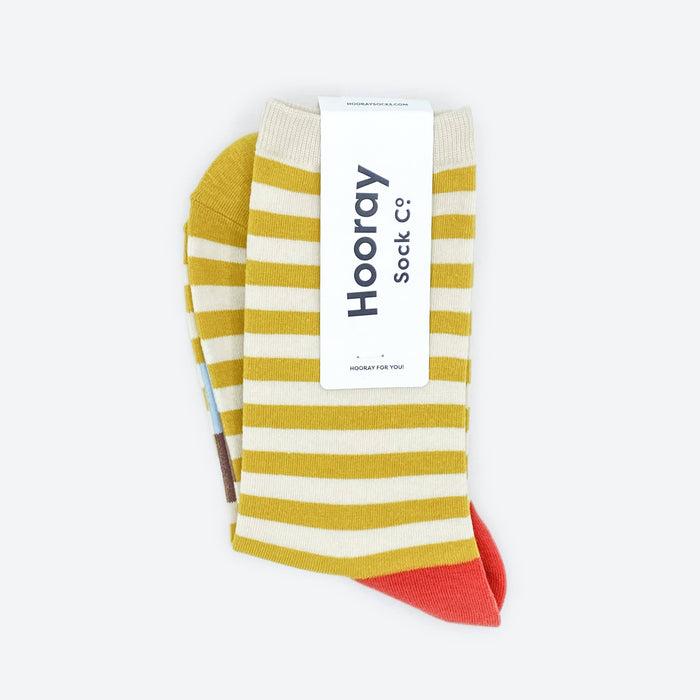Eureka Regular Stripe Crew Socks — California Gold | Hooray Sock Co.