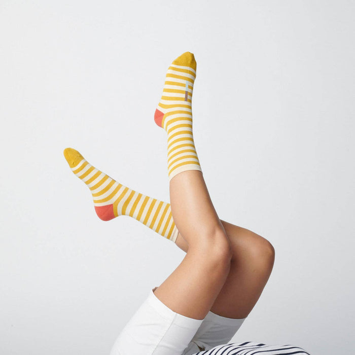 Eureka Regular Stripe Crew Socks — California Gold | Hooray Sock Co.