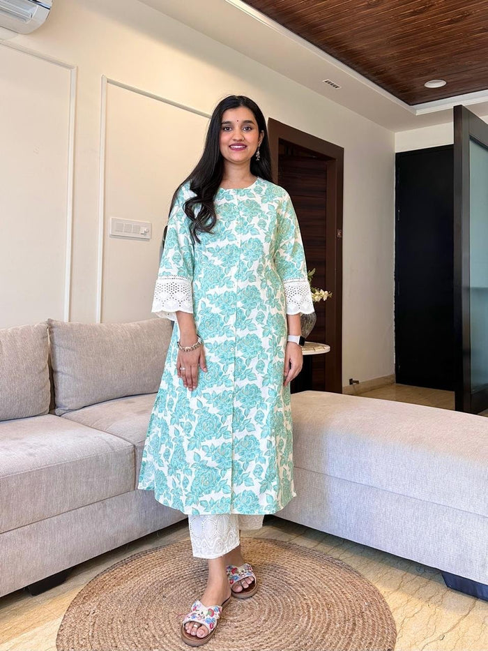 Fancy A-line Kurta- Fresh Florals