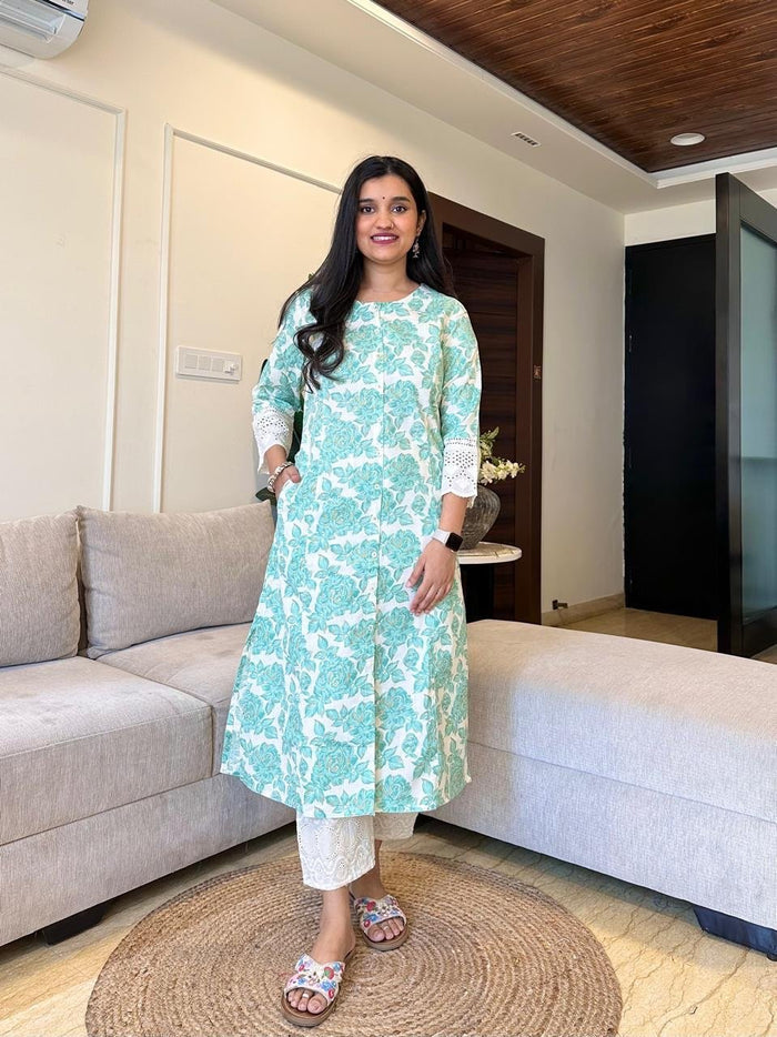 Fancy A-line Kurta- Fresh Florals