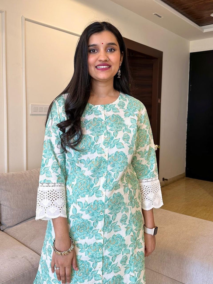 Fancy A-line Kurta- Fresh Florals