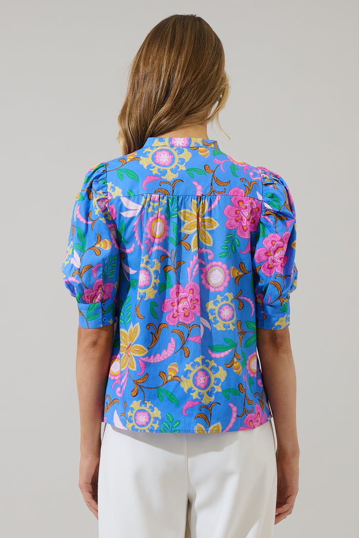 Faro Floral Klina Drape Sleeve Top
